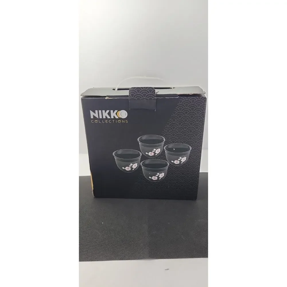 Nikko Collections Japanese Tea Set Black Sakura Cherry Blossom Teapot 4 Cups...